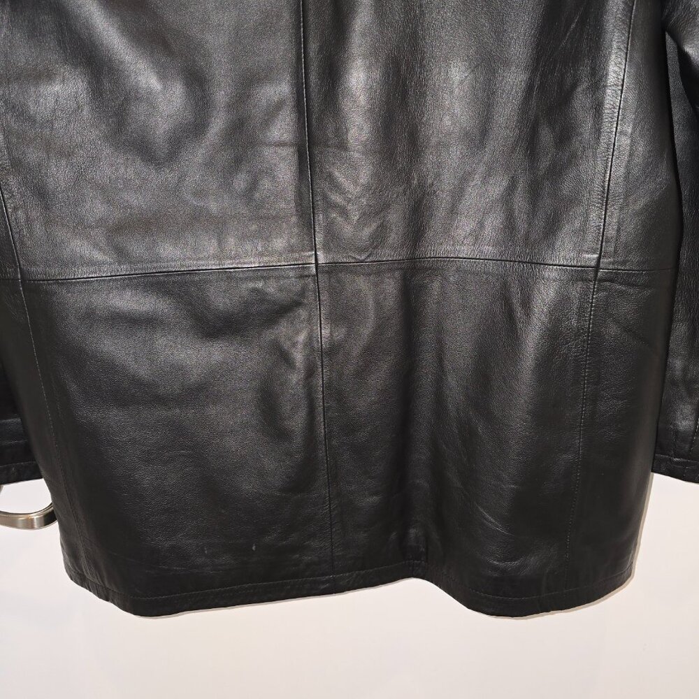 U.S. Polo Assn. Black Leather Jacket Men's Medium Outerwear Quilted Lining - Picture 3 of 16